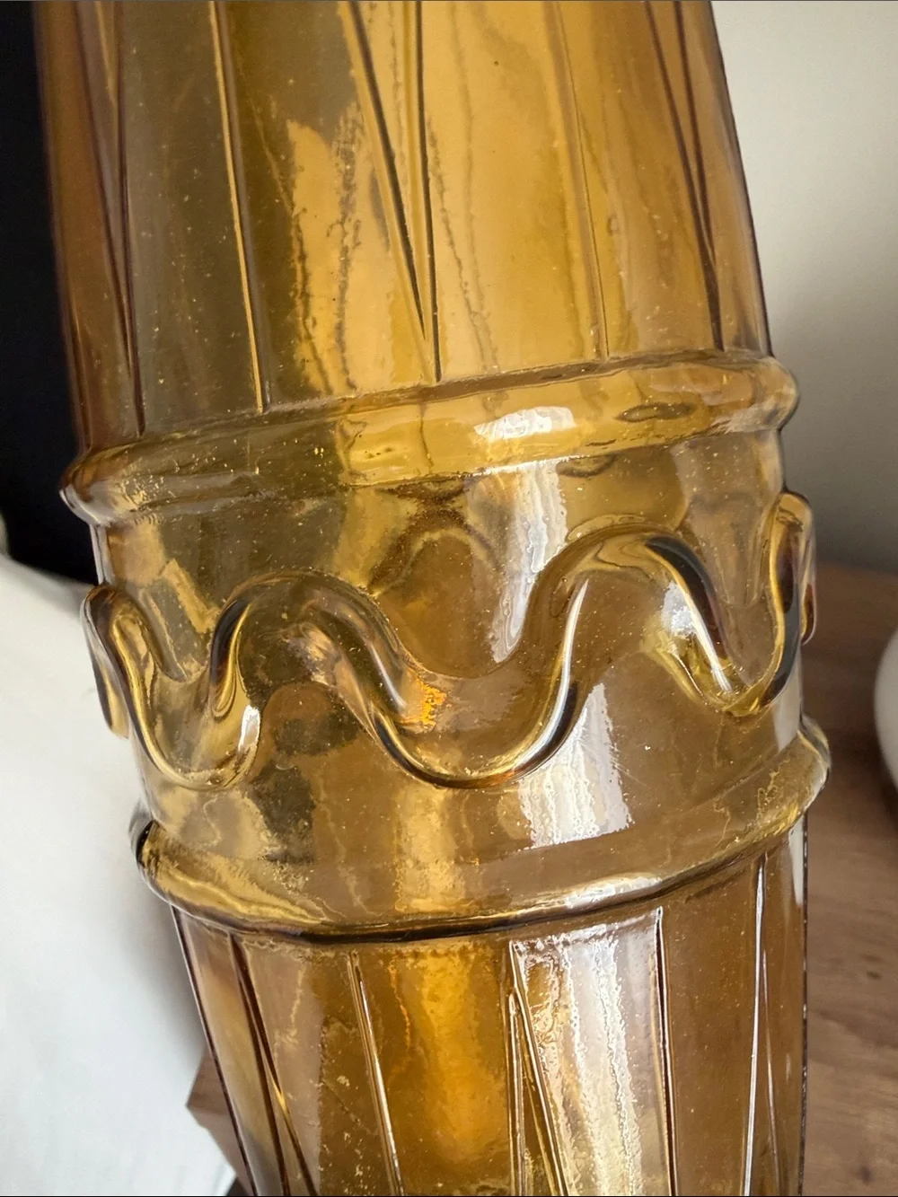 VTG Italian Amber Glass Genie Bottle Empoli